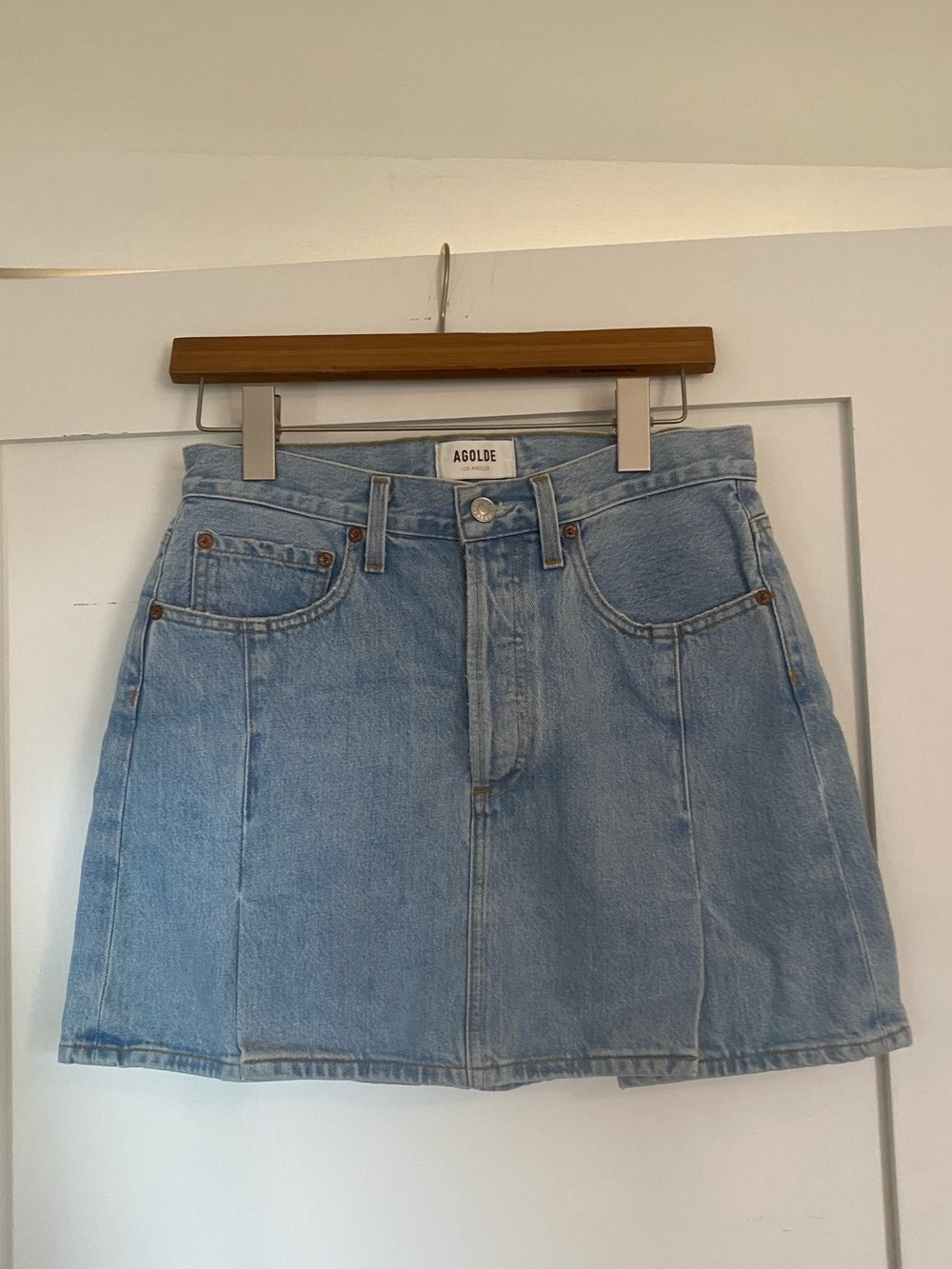 agolde splice denim skirt